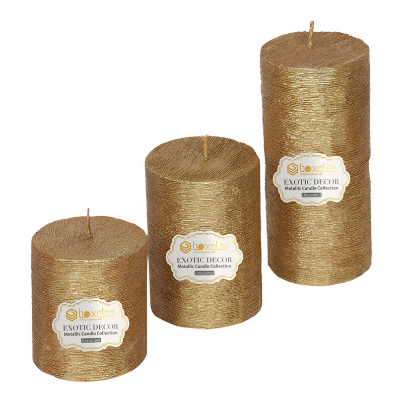 Boxglee Brushed Gold Pillar Candles