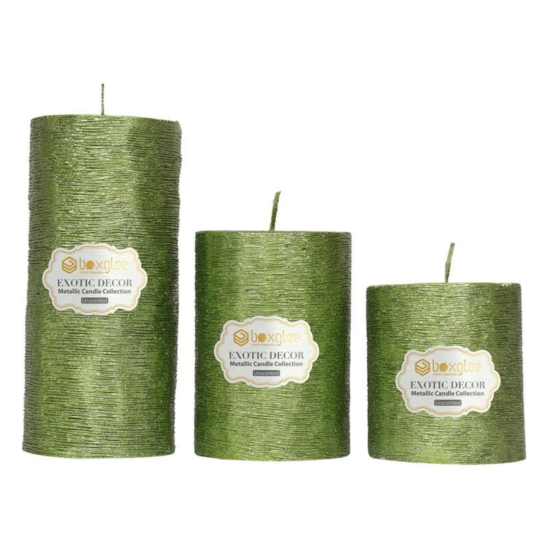 Boxglee Brushed Grass Green Pillar Candles