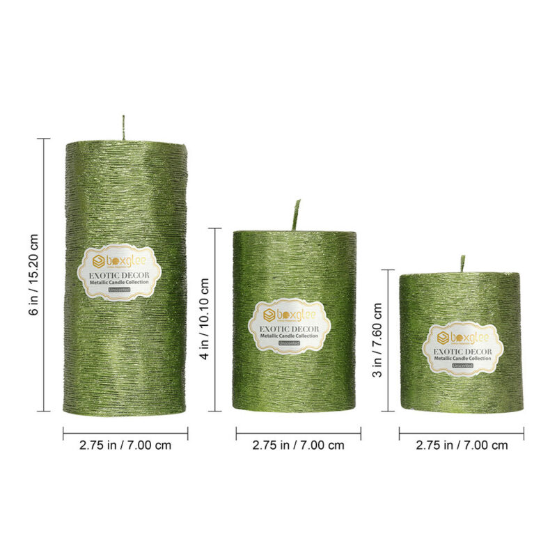 Boxglee Brushed Grass Green Pillar Candles