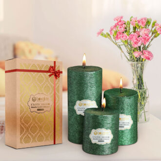 Boxglee Brushed Green Pillar Candles