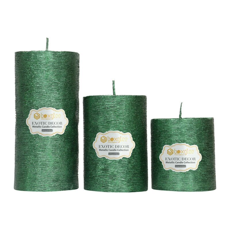 Boxglee Brushed Green Pillar Candles