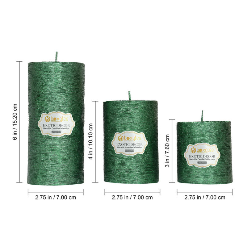 Boxglee Brushed Green Pillar Candles