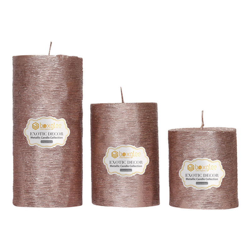 Boxglee Brushed Rose Gold Pillar Candles