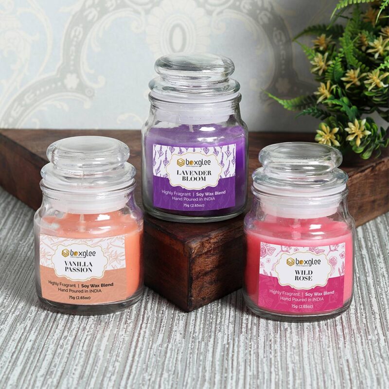 Boxglee Scented Large Jar Candles, Rose, Lavender, Vanilla