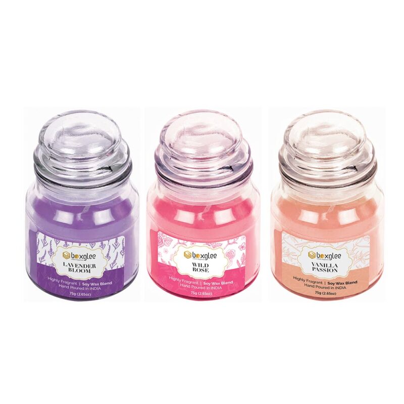 Boxglee Scented Large Jar Candles, Rose, Lavender, Vanilla