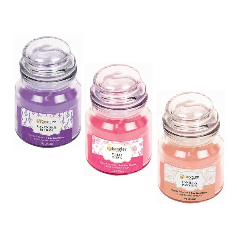 Boxglee Scented Large Jar Candles, Rose, Lavender, Vanilla